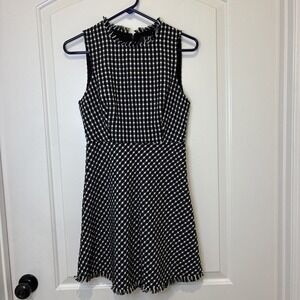 Lulus Black White Gingham Tweed Fringe Mini Dress Sleeveless Womens Size Small